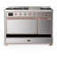 Majestic III Series 48 Inch Dual Fuel Range with 5 Sealed Burners, Griddle, Frenchtop in Matte Graphite (Natural Gas, Burnished Trim)-1387864835-1387864891-1387864895