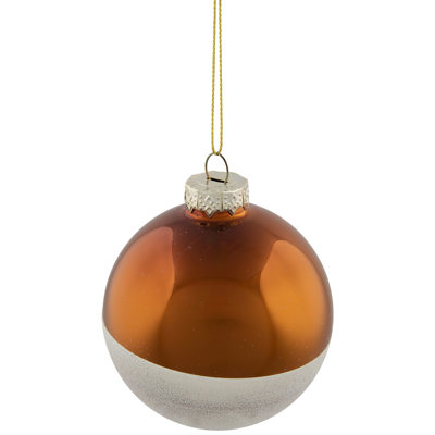 Ornement boule de Noël en verre blanc et or brillant