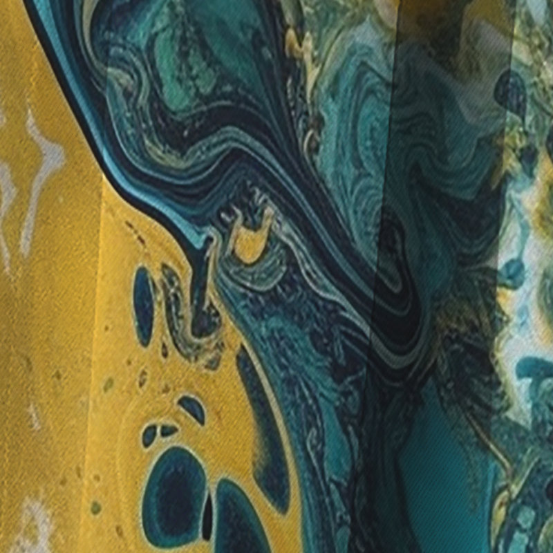 Sarcelle et jaune liquide Dreams IV - rideau abstrait - rideau occultant abstrait - 1 panneaux, L 52 po x L 108 po
