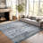 Machine Washable Medallion Floral Area Rug(Blue)-1999182545