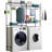 Laundry Room Clothes Drying Rack, Over The Washer and Dryer Storage Shelf, Clothes Drying Rack with Laundry Hamper and Hooks