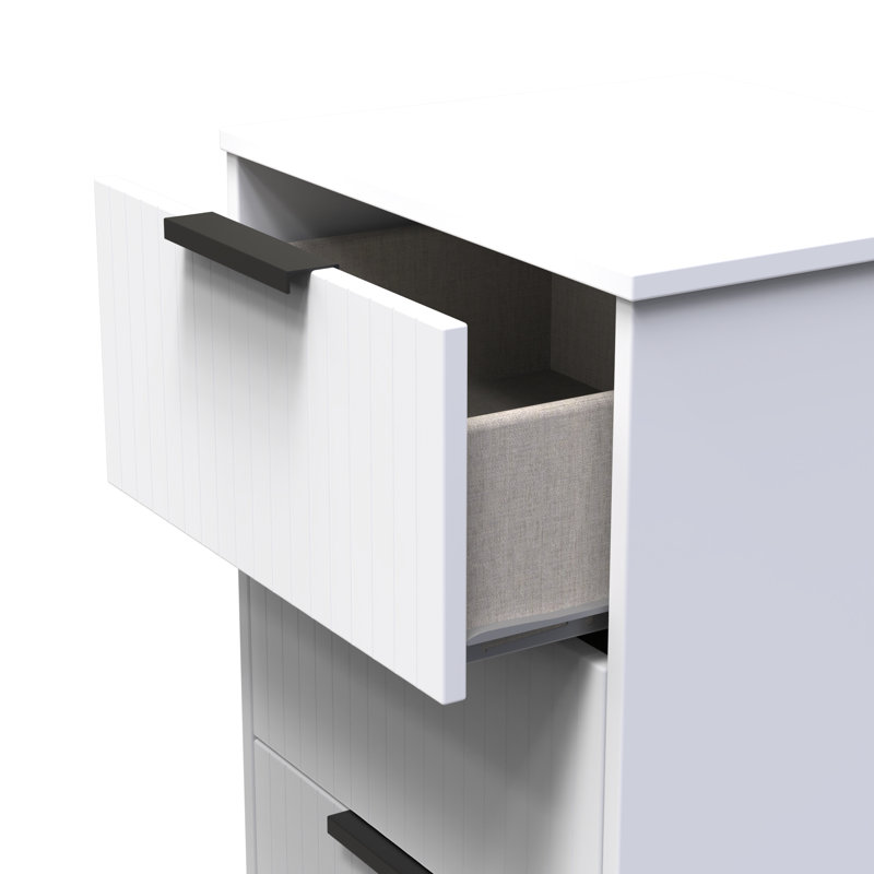Atsumi 45cm W Manufactured Wood Bedside Table, White Matt