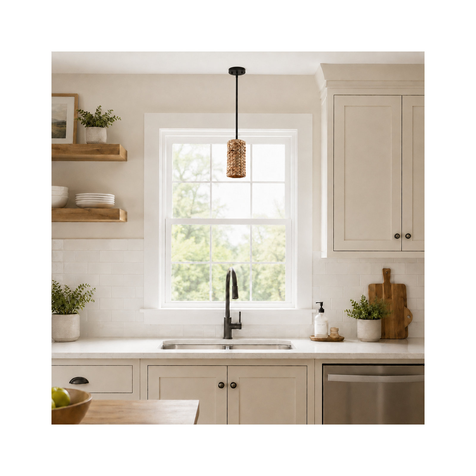 1- Light Boho Hand-Woven Rattan Pendant Light