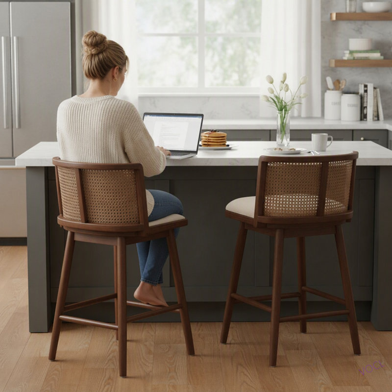 Tabouret de bar d'intérieur rembourré Talia, Dark Walnut