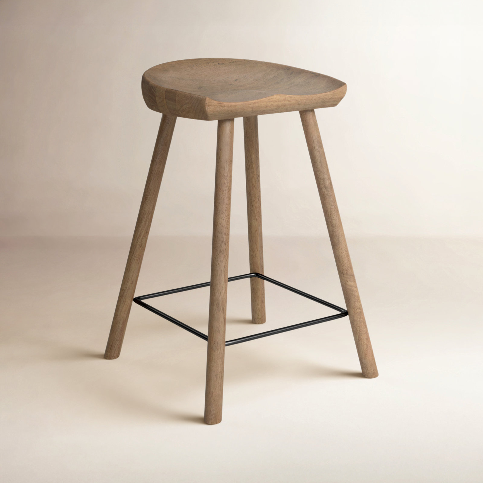 Casimer Bar Stool, Natural Matte, Counter Stool (26” Seat Height)