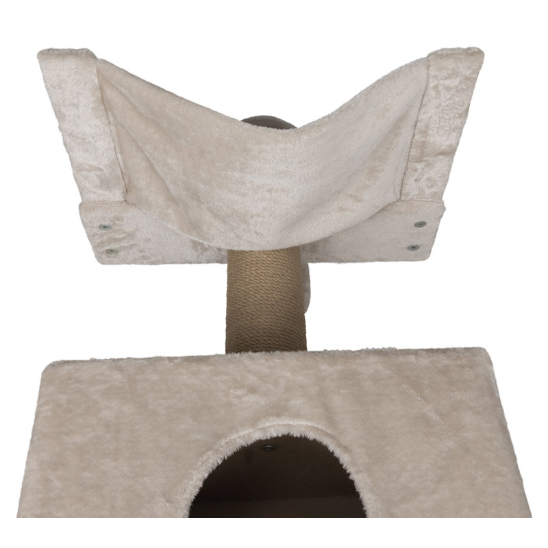 TRIXIE Dayna Greige Wall Mounted Cat Tower - Elevated Fun with House, Scratching Posts, Hammock and Two Platforms