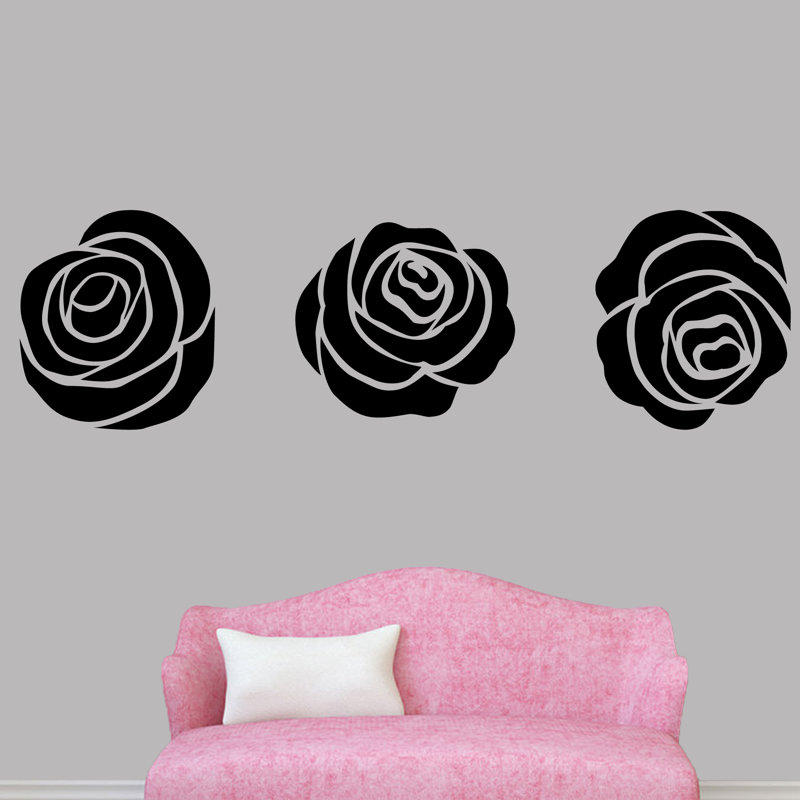 Décalcomanie murale ensemble de roses, Noir
