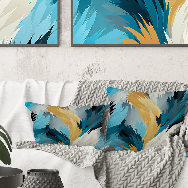 Coussin Turquoise contemporain Ikat Fusion - imprimé