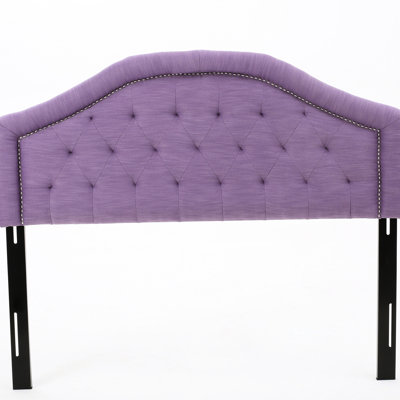 Full Sized Headboard In Purple - Upholstered With Glamorous Button Tufting And Charming Nailhead Accents Cool