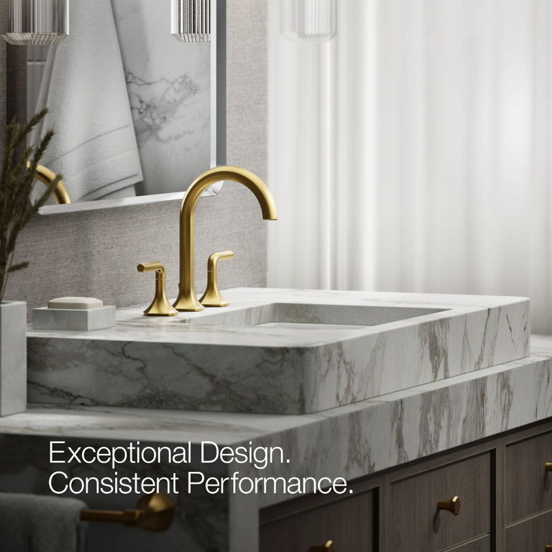 Occasion Sink with Cane Design Single Hole Bathroom Faucet with Drain Assembly, Vibrant Brushed Moderne Brass