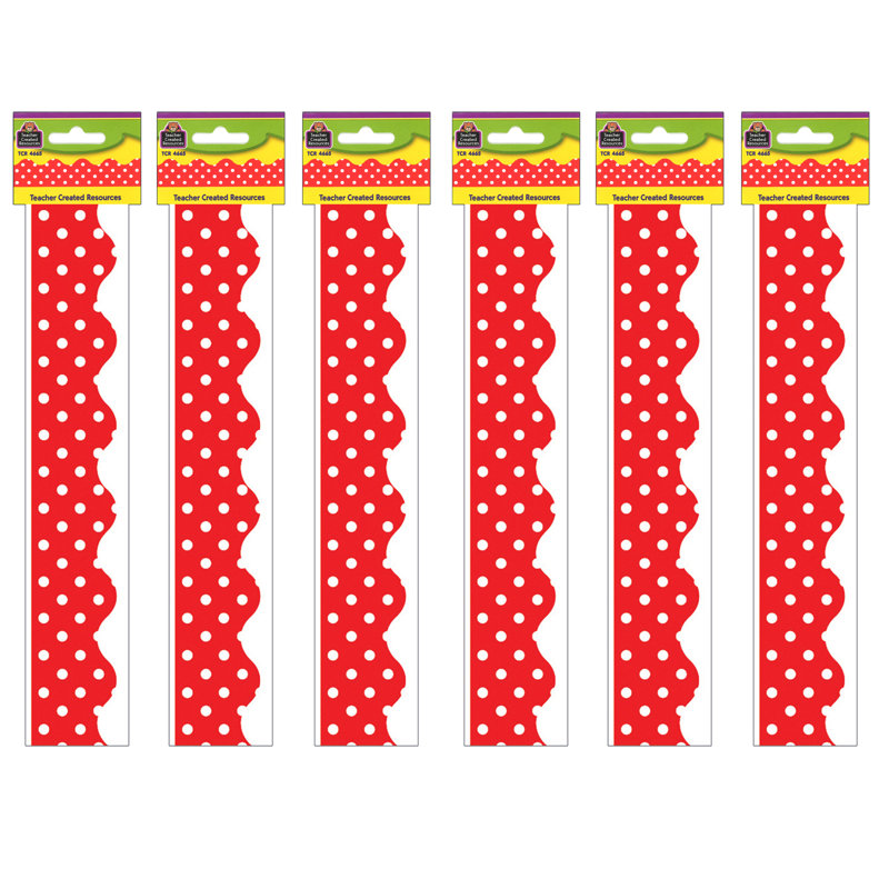 Garniture de bordure festée pois points, H 3 po x l 37,5 po x P 0,78 po, Rouge