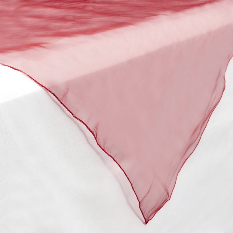  72" Square Organza Table Overlay, Burgundy