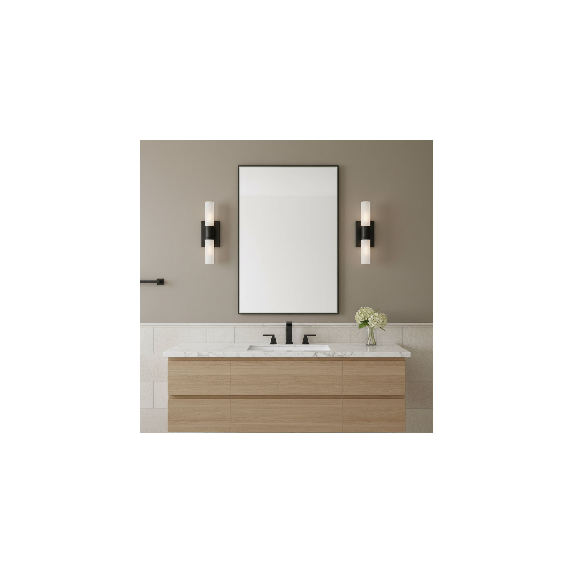Evelien 2-Light Dimmable Metal Vanity Light, 40 W, 16" H x 5" W x 3.63" D, Midnight Black