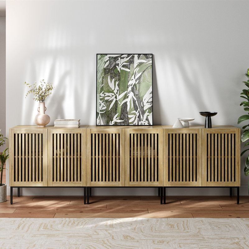Modern Buffet 90 po, console de divertissement 3 en 1, Chêne