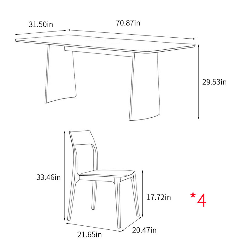 Ensembles de table de salle à manger de style moderne crème, H 29,53 po x L 70,87 po x l 31,5 po