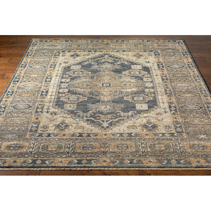 Meja Hand Knotted Wool Oriental Area Rug, Rectangle 9' x 12'