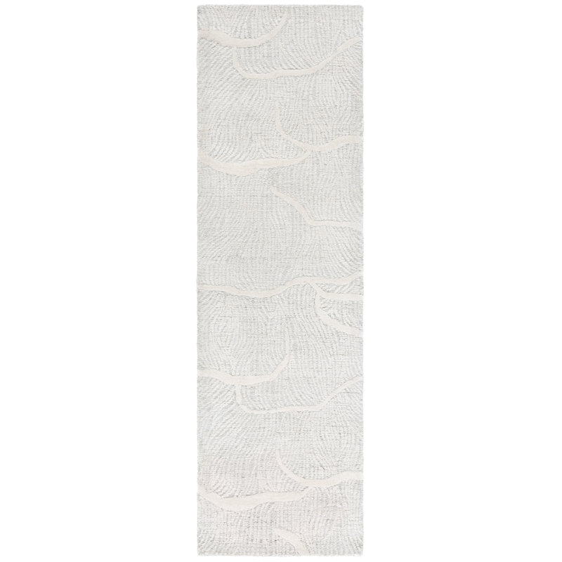 Tapis abstrait en laine touffeté à la main Arthav 402, Tapis de couloir 2 pi 3 po x 8 pi