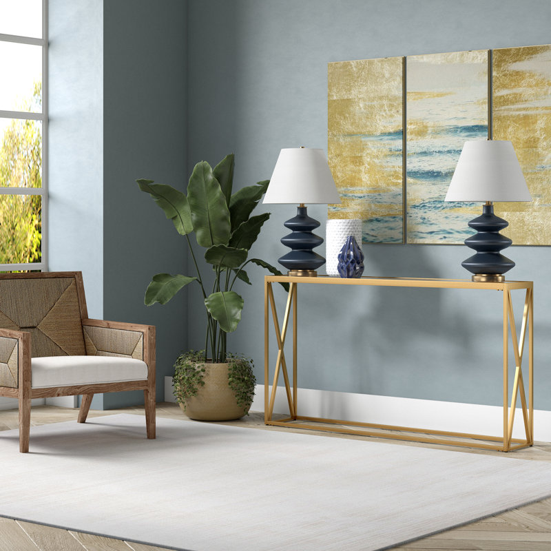Arlo Unfinished Glass Top Console Table, Brass, 36" W x 10" D x 30" H