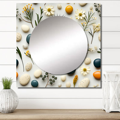Motif zen serein de pierres pour spa I - grand miroir carré bohème et éclectique pour décoration murale