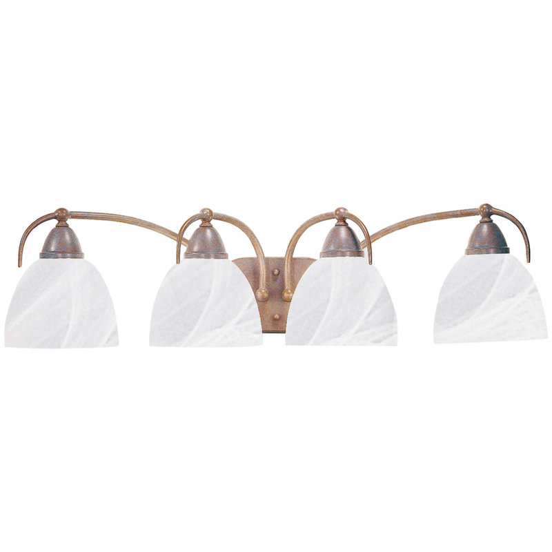 Scurlock 4-Light Indoor Prairie Rock Wall Mount Vanity Light with Alabaster Glass Shades