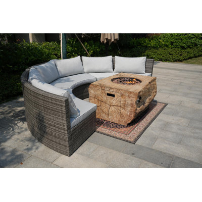 Ensemble de conversation en osier / rotin pour 6 personnes avec coussins Kolby