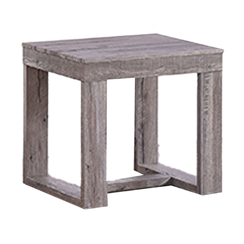 Table de bout Knic, 24 po, plateau carré gris en bois, piédestal double