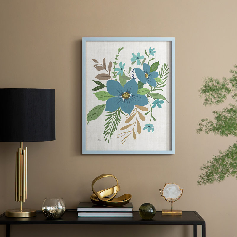 «Flower Market II», reproduction encadrée - bois massif, H 11 po x l 9 po, Bleu