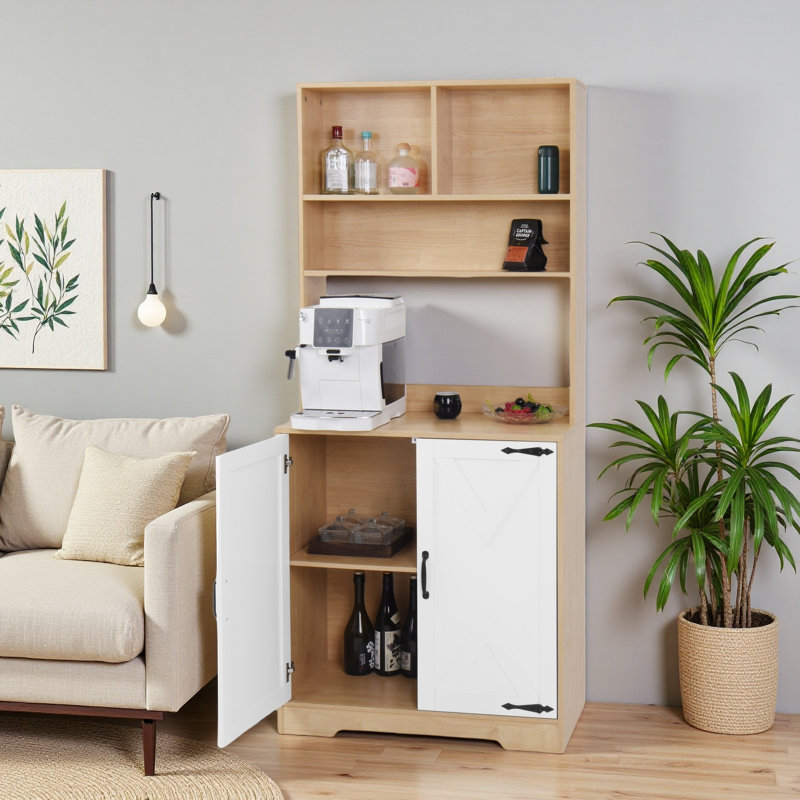 Garde-manger avec 2 portes, garde-manger moderne à 3 niveaux avec tablettes, garde-manger autoportant, garde-manger pour la cuisine, la salle à manger