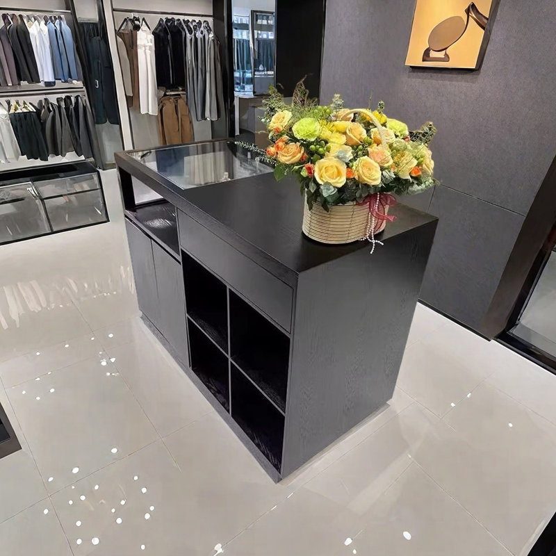 Vitrine simple pour îlot central, Noir, H 35,43 po x l 62,99 po x P 23,62 po