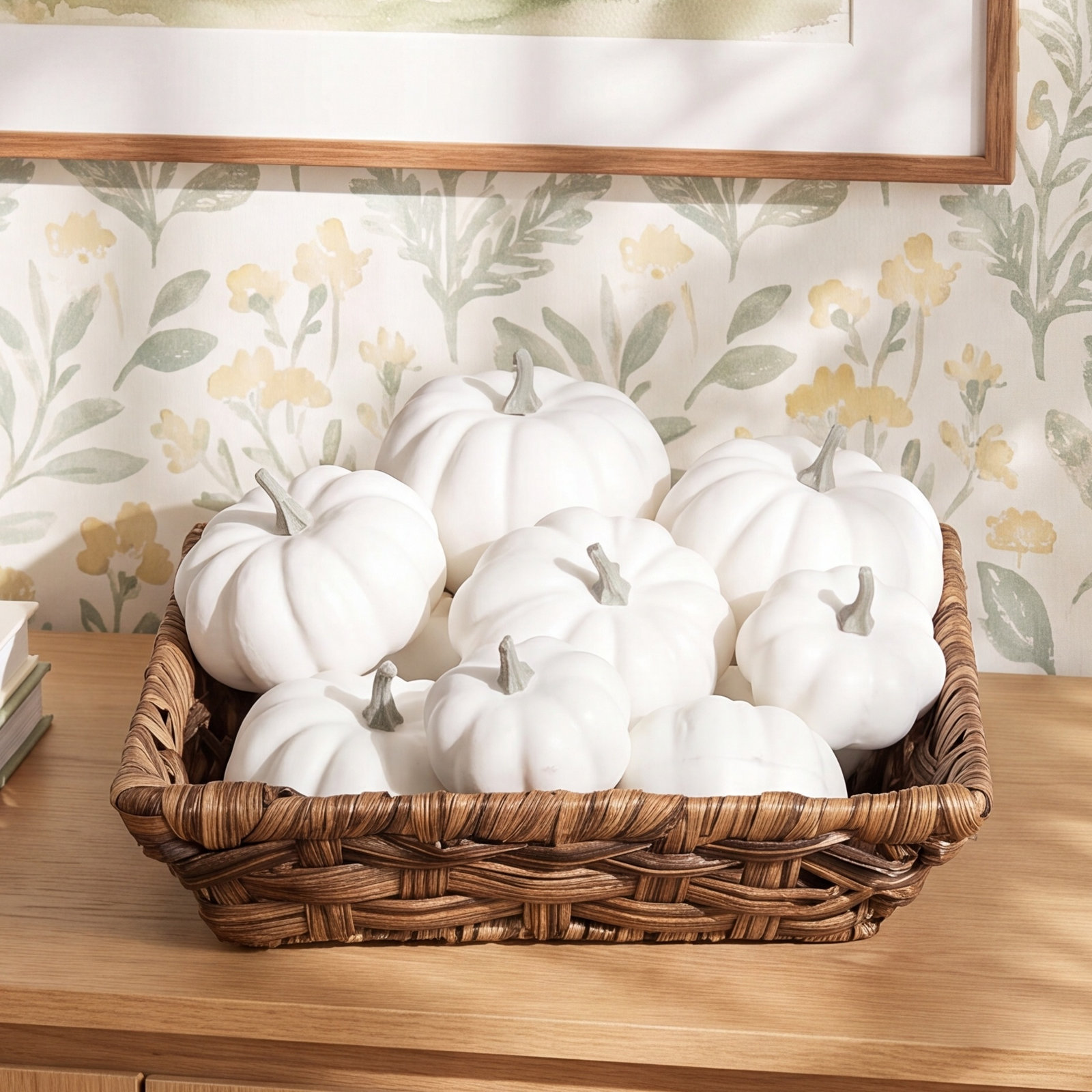 Bibana 12-Piece Artificial Pumpkin Set, White