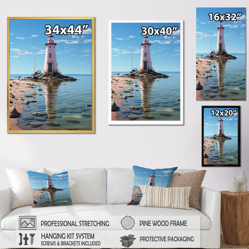 «Light House Simplicity At Sea», reproduction sur toile, H 40 po x l 30 po x P 1,5 po, Toile tendue