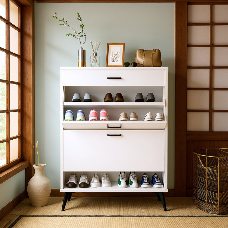 Armoire de rangement pour 20 paires de chaussures, Blanc