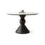 Table de salle à manger ronde, plateau de table en pierre frittée avec socle en bois massif, table de salle à manger de cuisine pour la salle à manger 