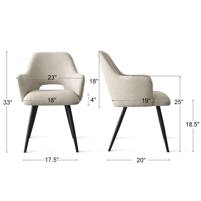 Fauteuils rembourrés l 24 po Matsuichi, Beige