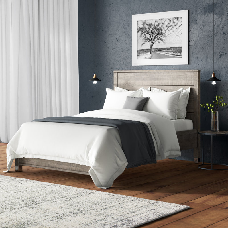 Lanora Solid Wood Panel Bed, Driftwood Gray, Queen