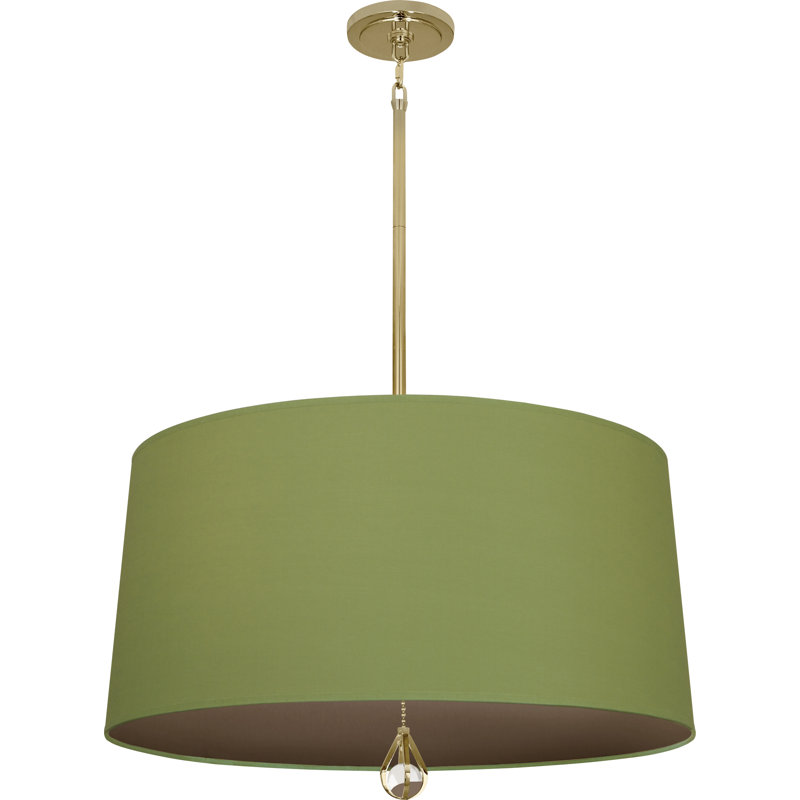 Custis 3 - Light Drum Chandelier, Parrot Green/Revolutionary Storm Lining, Modern Brass