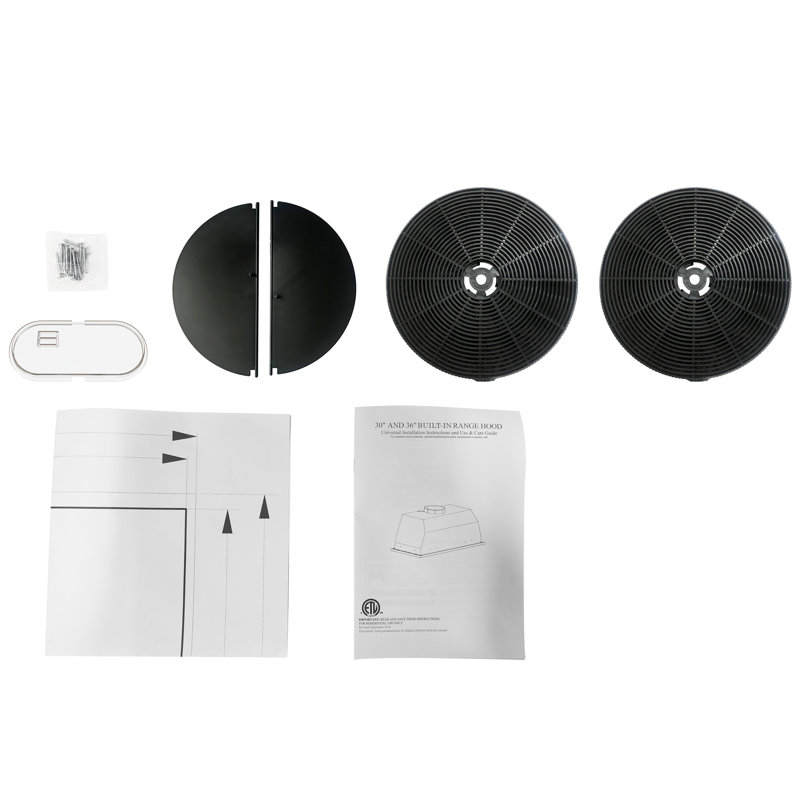 30-in 319-CFM Convertible Black Insert Range Hoods with Carbon Filter