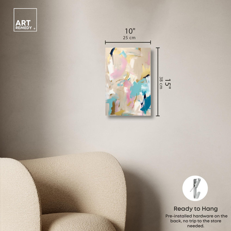 Delicate Pastels Abstract Canvas Wall Art, 15" x 10"