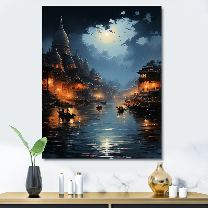 Hindouisme divin, rivière Ganges, reproduction d'art sur toile, Toile tendue, H 20 po x l 12 po x P 1 po