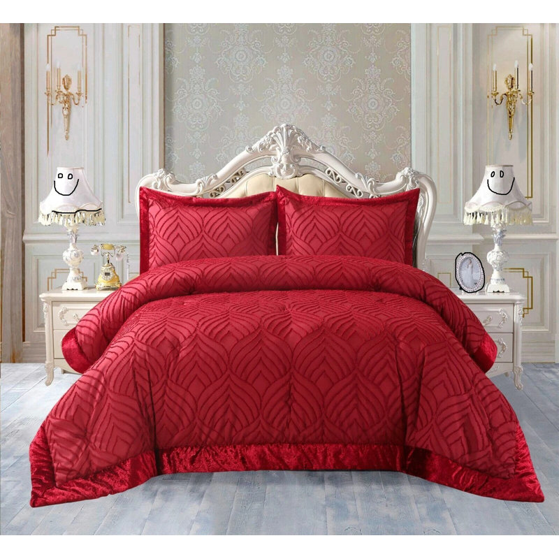 Microfiber Bedspread with Pillow Shams Included, Red