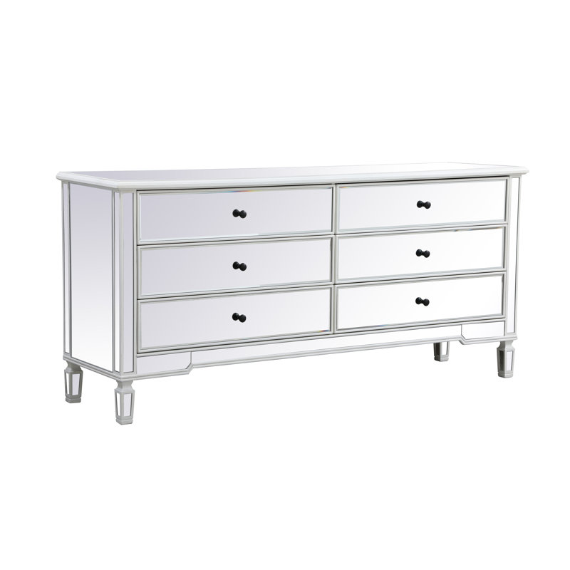 Commode double à miroir 6 tiroirs Brixton, Blanc