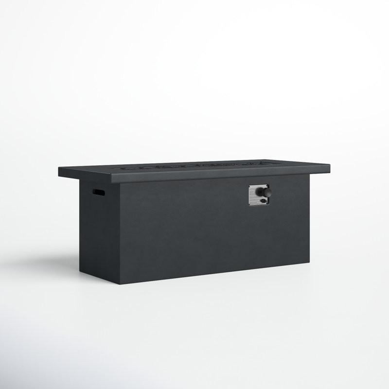 Rashid Rectangle Fire Pit Table, 24" H x 42" W x 20" D, Charcoal