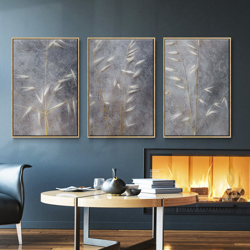 «Moonlit Dream I», ensemble de 3 reproductions sur toile, Bois naturel, H 36 po x l 72 po