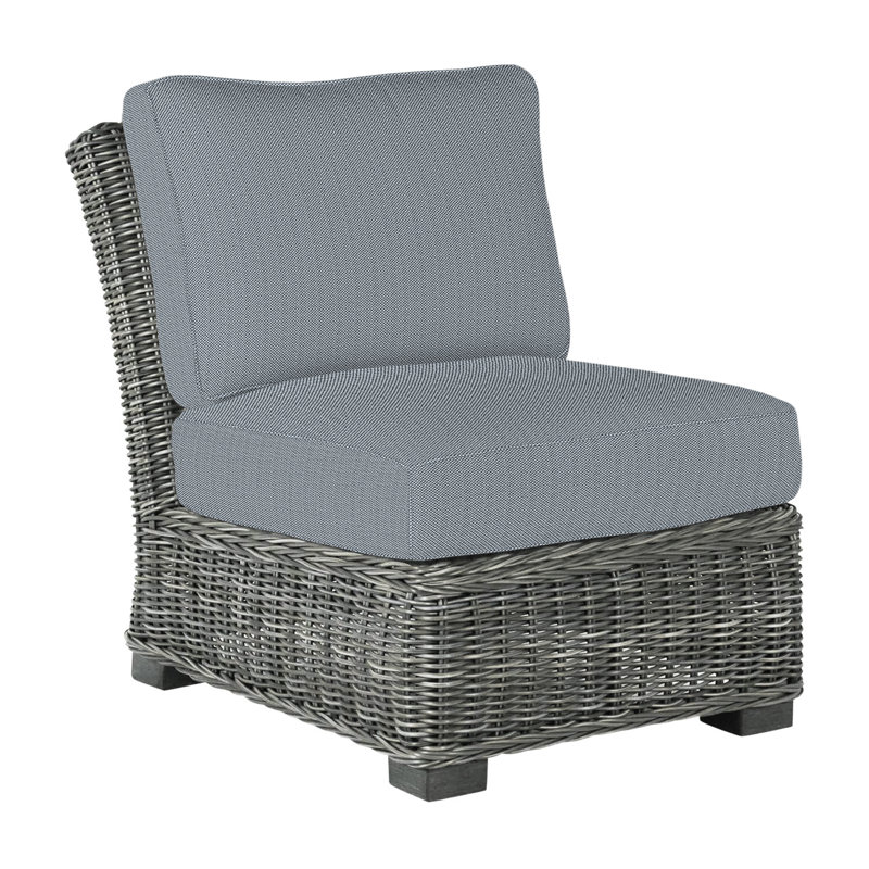 Fauteuil de chambre modulaire rustique tissé - gris ardoise, Gris ardoise, InsideOut® Rollo ‑ lin Chambray, Welt