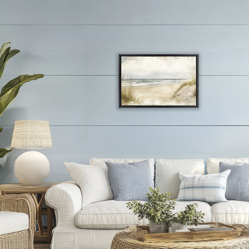 Sandy Dunes View Floating Frame, design by LSR Creative Studio, Jet Black Floater Frame, 17" H x 25" W