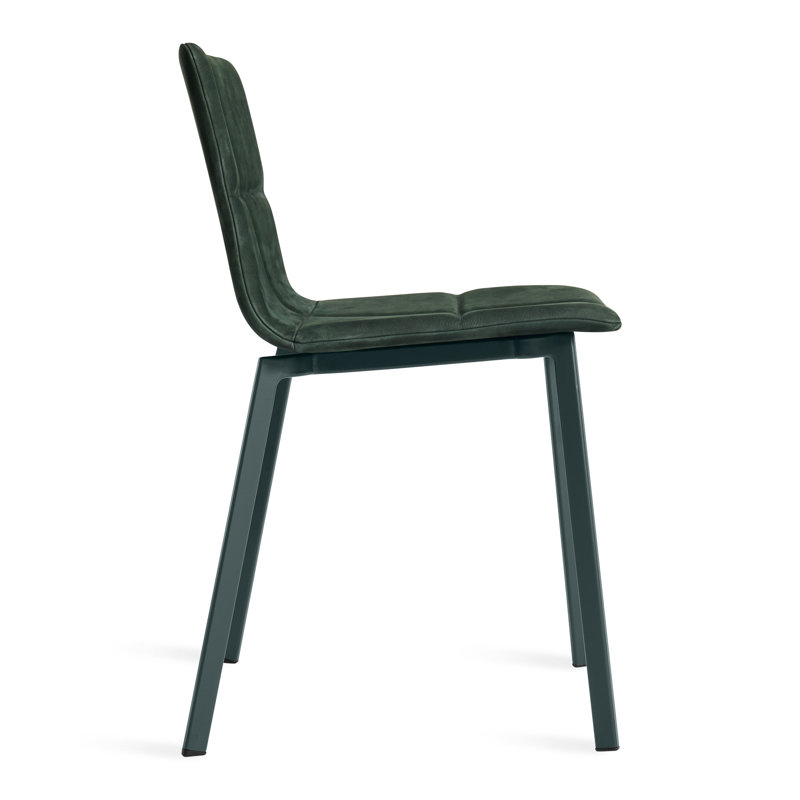 Between Us Tufted Upholstered Side Chair, Navy Green Leather
