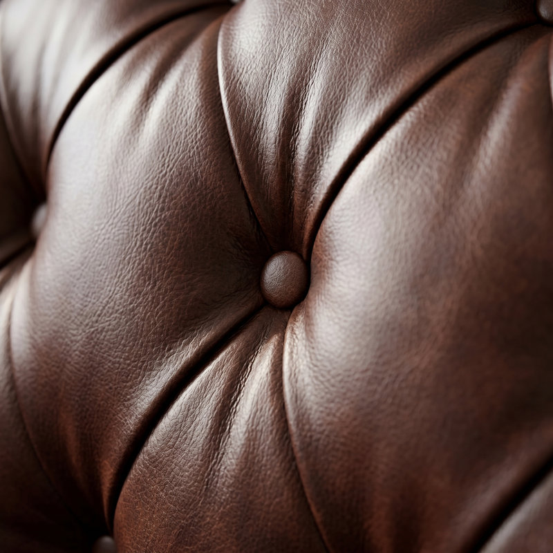 Canapé d'angle en cuir synthétique Chesterfield 6 places avec dossier capitonné pour le salon Chesterfield, Brown