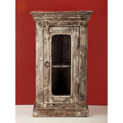 Table d'appoint en bois fabriquée à la main avec porte en verre 20 po - Armoire de rangement rustique, mobilier d'appoint classique pour le salon et la chambre à coucher