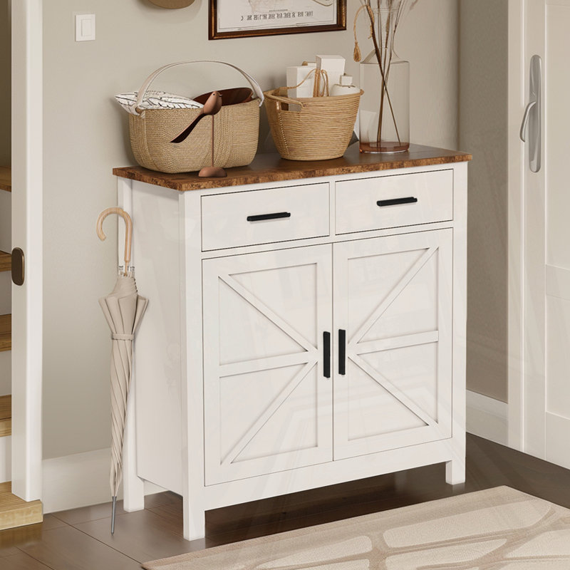 Buffet avec rangement Modern Farmhouse, Blanc / Brun