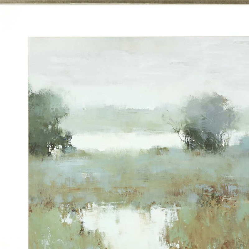 "Trees and Creek II", art encadré doré, art mural
